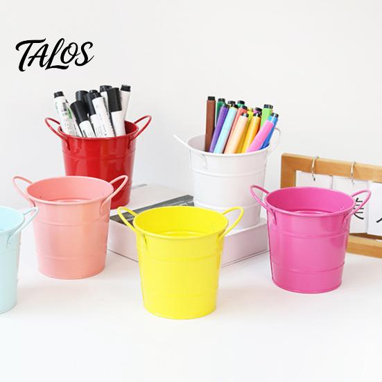 Talos Creative Iron Pen Holder, Rustic Desk Organizer for Office, Metal Pencil Cup Makeup Brushes, Small Storage Bucket Office And Home Use