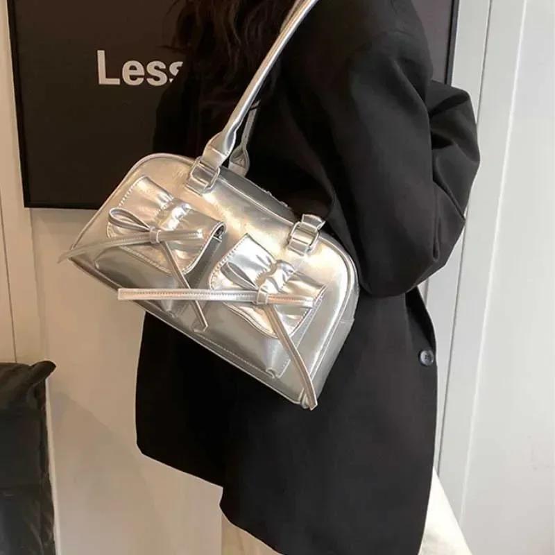 Cute Bow Tie Design Underarm Bags for Women  Y2K Korean Fashion Handbags and Purses Pu Leather Shoulder Bag Designer Bag