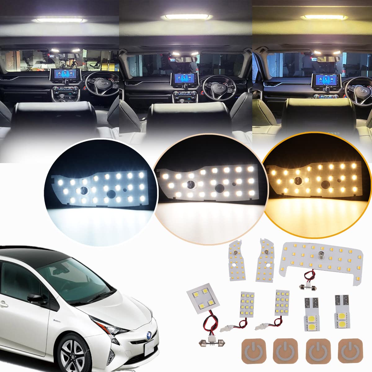 

Prius 30 Series LED Room Lamp Custom Design for the New Toyota Prius with 3 Colors and 15 Levels of Brightness Super Bright Interior Custom Easy белый