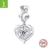 Rose Heart Pendant Diy Necklace Bracelet Accessories Valentine'S Day Gift 925 Silver Beads