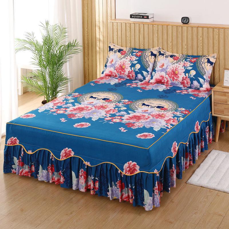 Home Textile Bedcover European Style Bedspread Polyester Cotton Bed Skirts Flowers Colourful Bed Linings150X200cm Queen Size