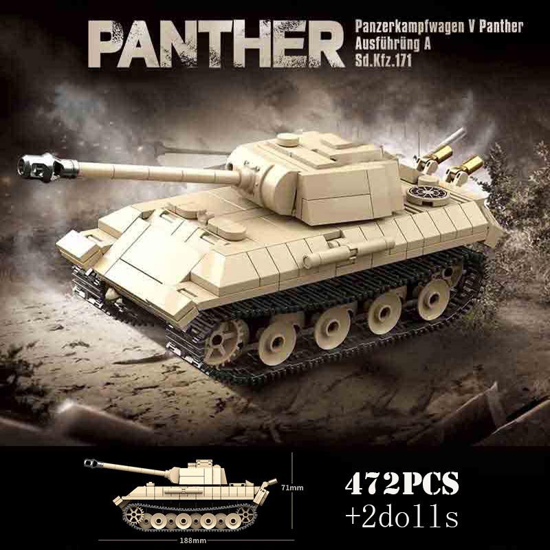 Ww2 Military World War German Leopard Medium Tank Building Blocks Bricks Kid Educational Toys for Children Boy Christmas Gifts