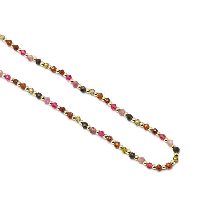 Luxenter Collier en cristal multicolore fini en or jaune 18K - Irfoa
