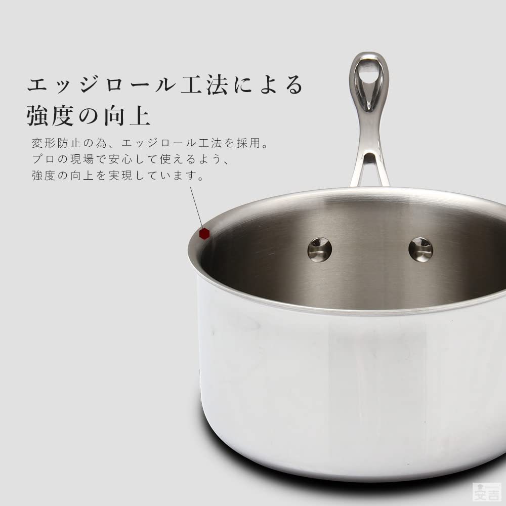 RUSTELA Commercial Stainless Steel Saucepan with Induction Dishwasher Safe Lid, 18cm, 2.5L Capacity, Three-Layer Construction, Compatible,
