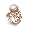 1Pc Court Antique Style Hollow Ring Pattern Branch Imitation Pearl Ring