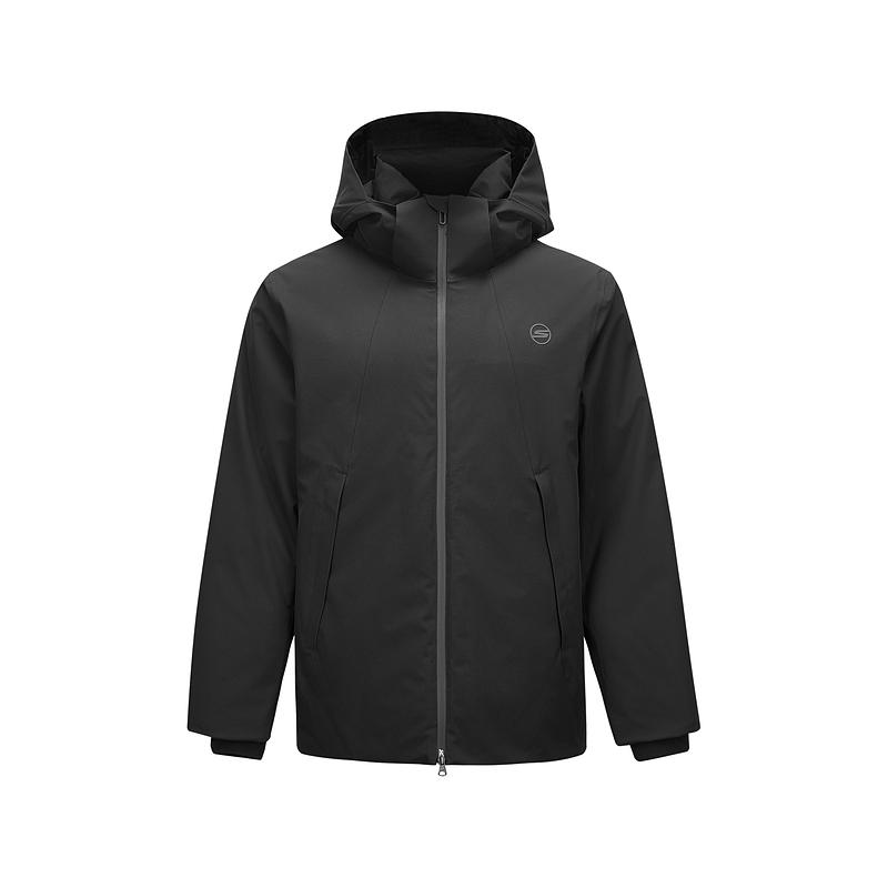 Skechers Warm Hooded Zipper Long Sleeve Down Jacket Men outerwear Carbon-Black P424M075-0018 L