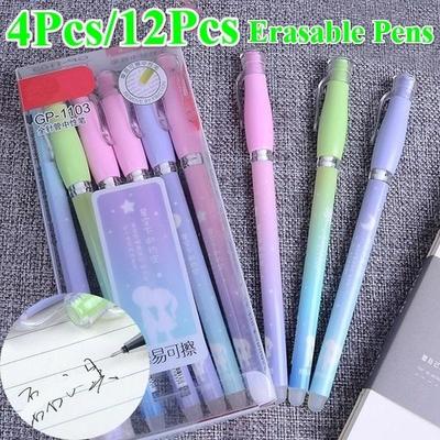 4 Piezas / 12 Piezas Bolígrafo de Gel Borrable Kawai Bolígrafo de Gel Material Escolar Papelería Lindo Divertido Papelería 0.38mm Bla
