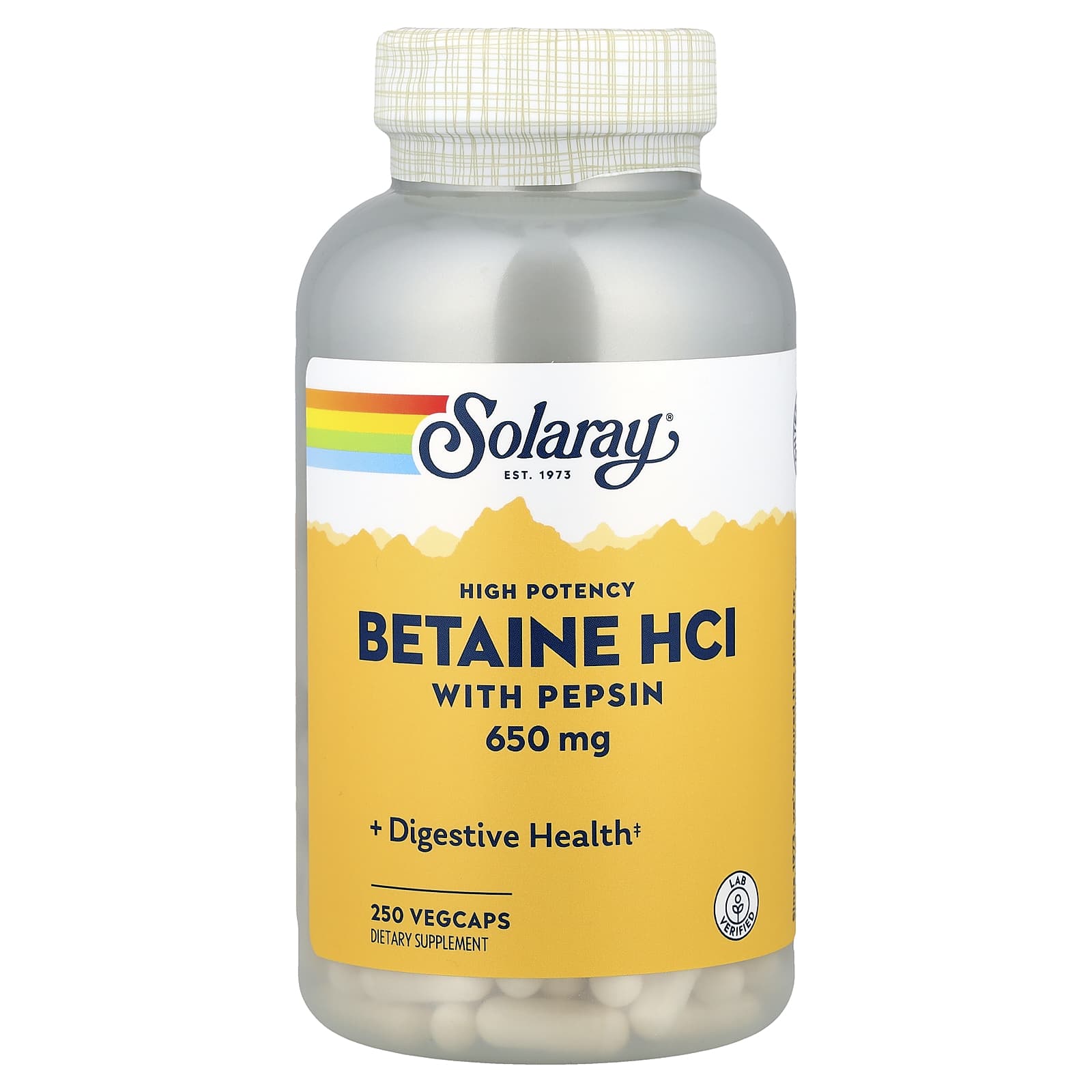 

High Potency Betaine Hcl with Pepsin, 650Mg, 250 Veggie Caps