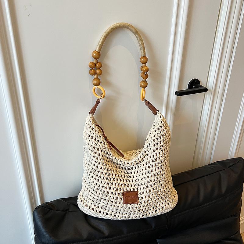Woven Bag Summer New Versatile Shoulder Seaside Vacation Beach Bag Hollow Tote Bag