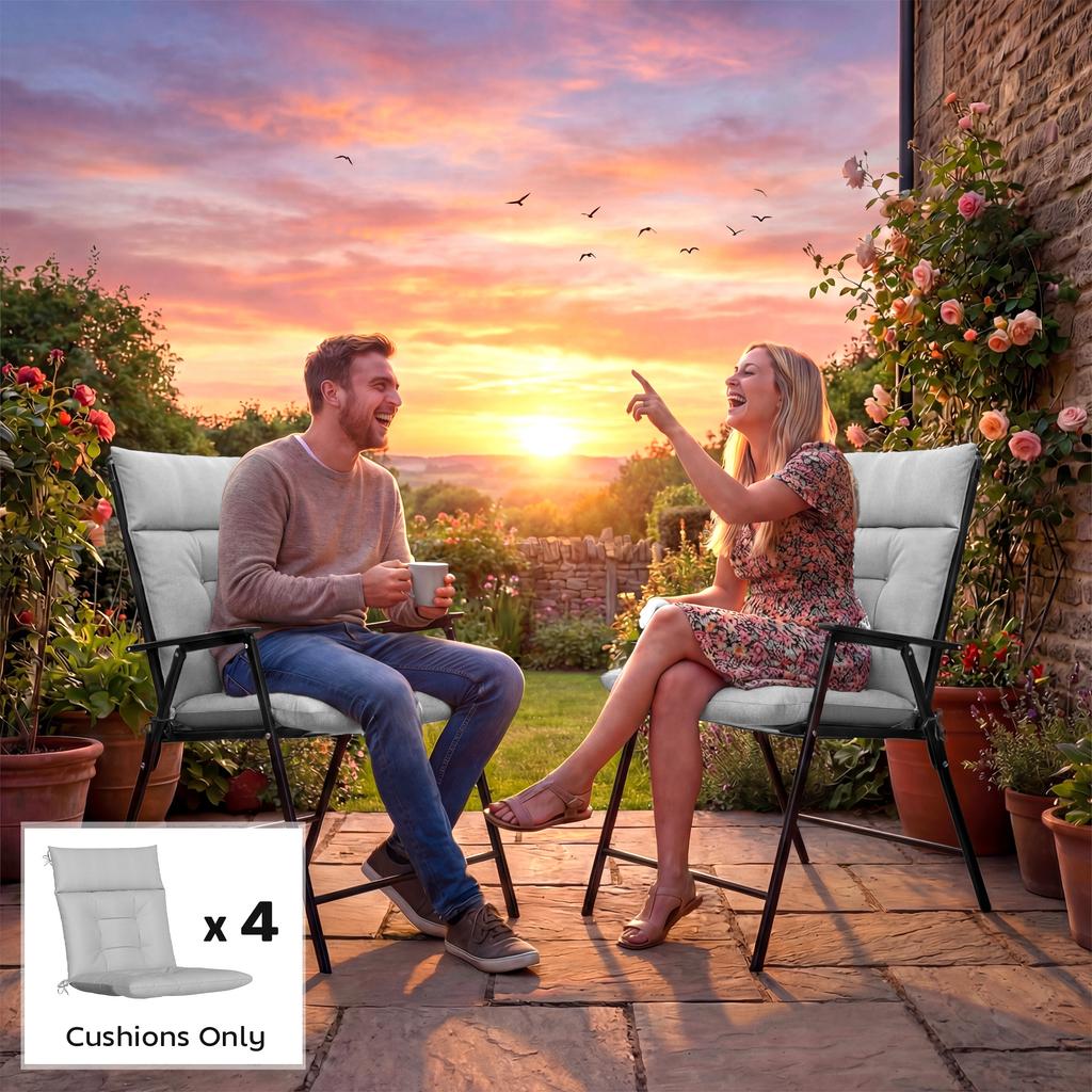 Patio Chair Cushions Set Of 4 Waterproof Non Slip Lounge Chair Cushions 112x53cm Light Grey
