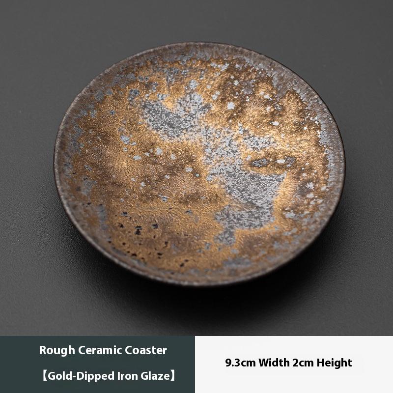 Vintage Coarse Pottery Tea Coaster Japanese Style Tea Table Cup Holder Ceramic Tea Mat Heat Insulation