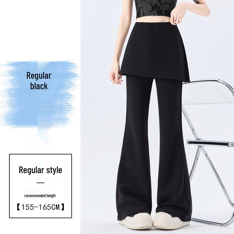 

Spring 2026 Women s High-Waisted Wide-Leg Micro-Flare Pants with Layered Butt Cover Small