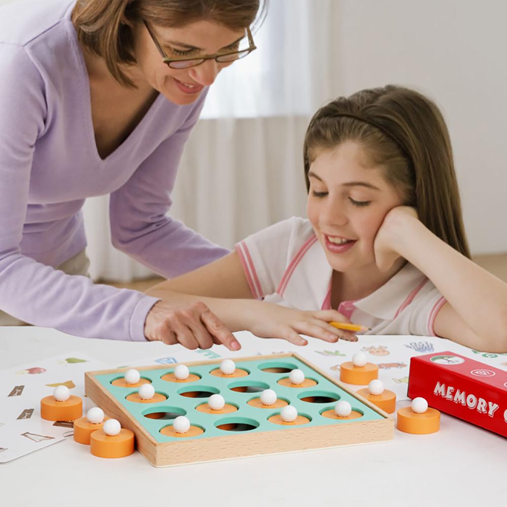 Matching Toy  Wooden Memory Chess Board Game For Parent-child Interactive, Early Learning Montessori Educational Toy For 3+ Year