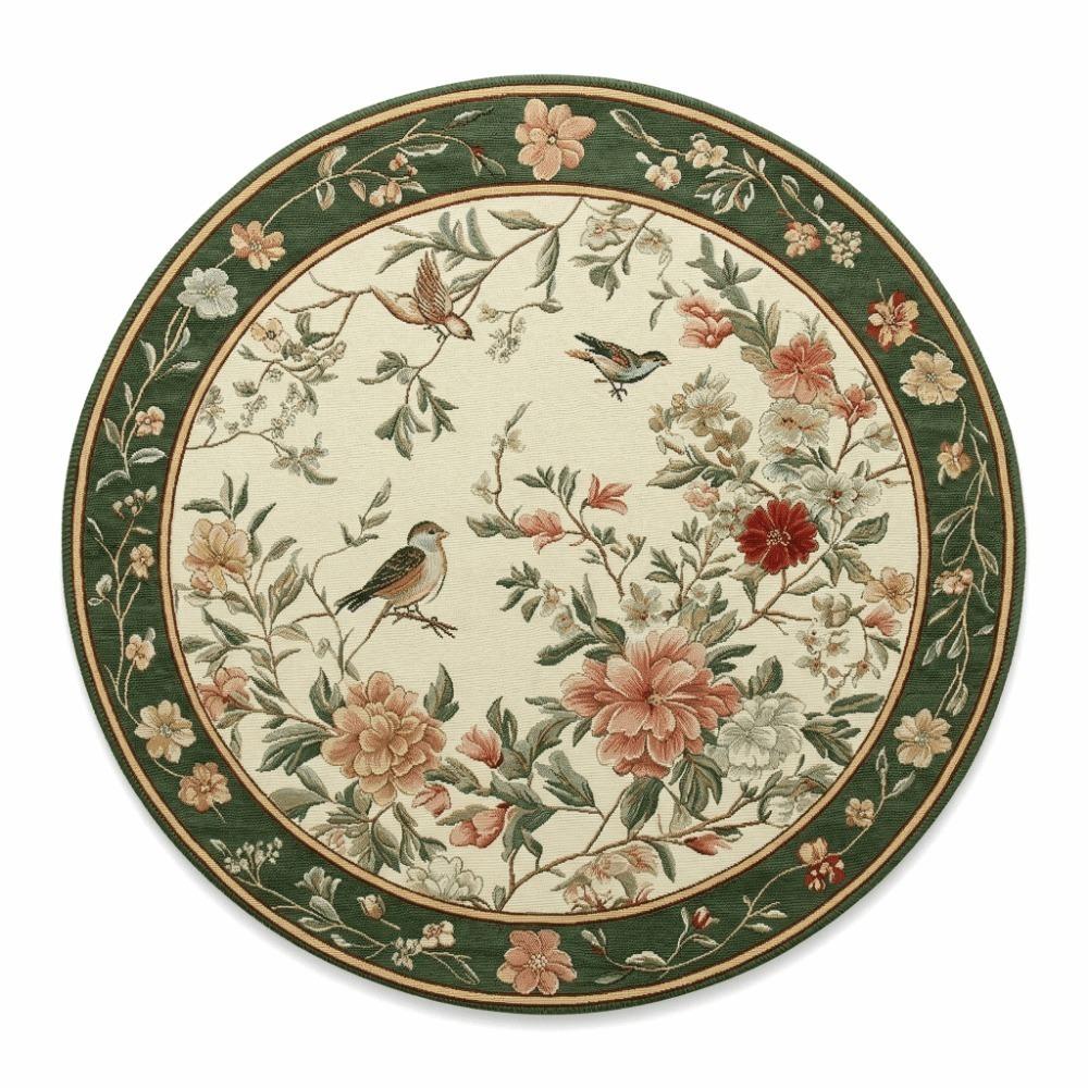 

Embroidery Floral Table Placemat Middle East Style Round Dining Mat Kitchen Supplies Bird Flower 35cm