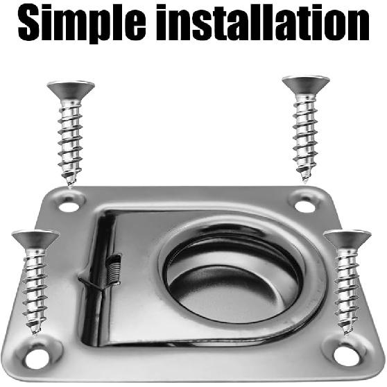 

DONGKER Recessed Tie Down D-Rings Anchors,4 PCS Stainless Steel Flush Mount D-Rings with 16 Screws for Boats Trailers Trucks