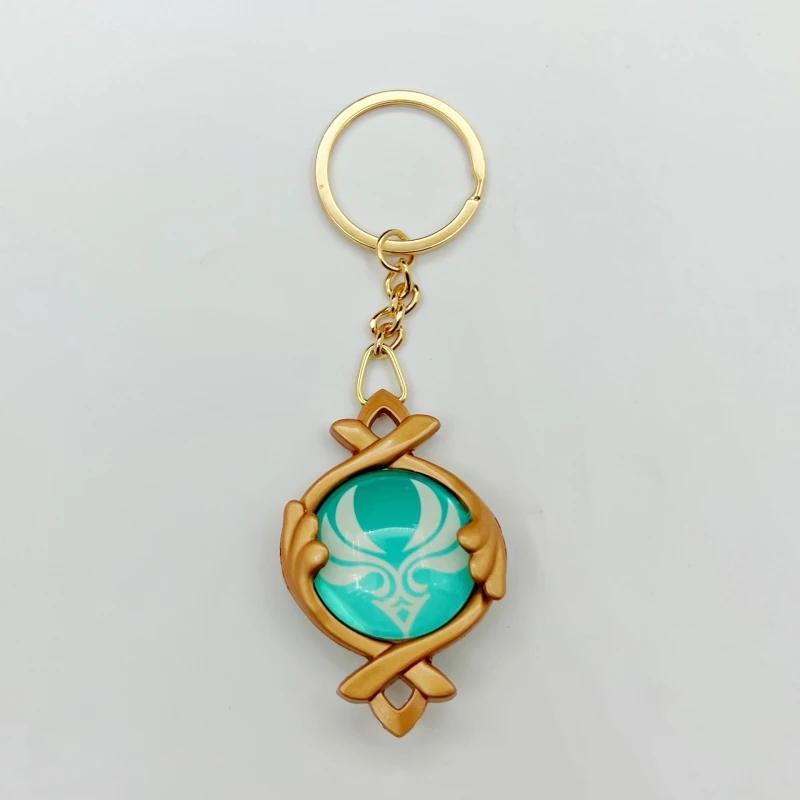 New Teyvat Vision Fontaine Water God Focalors Lyney and Lynette Keychain Luminous 7 Element Eye Of God Toy KeyRing