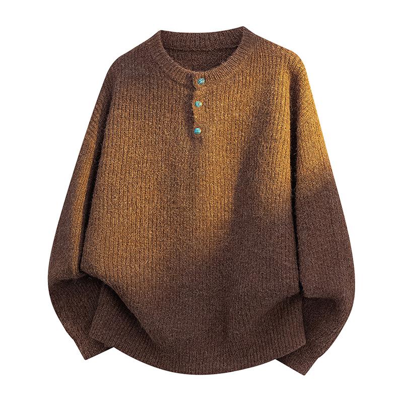 New Autumn and Winter Sweaters for Men Round Neck Button Sweaters Knitted Sweaters for Men All-match Sweaters