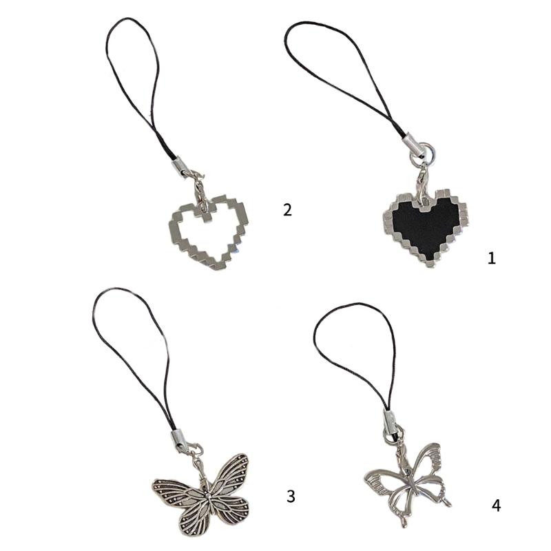 Love Heart Phone Pendant Novel Hollow Butterflies Tassels Y2k Girl Heart Niche Hollow Love Keychain Handmade Lanyard