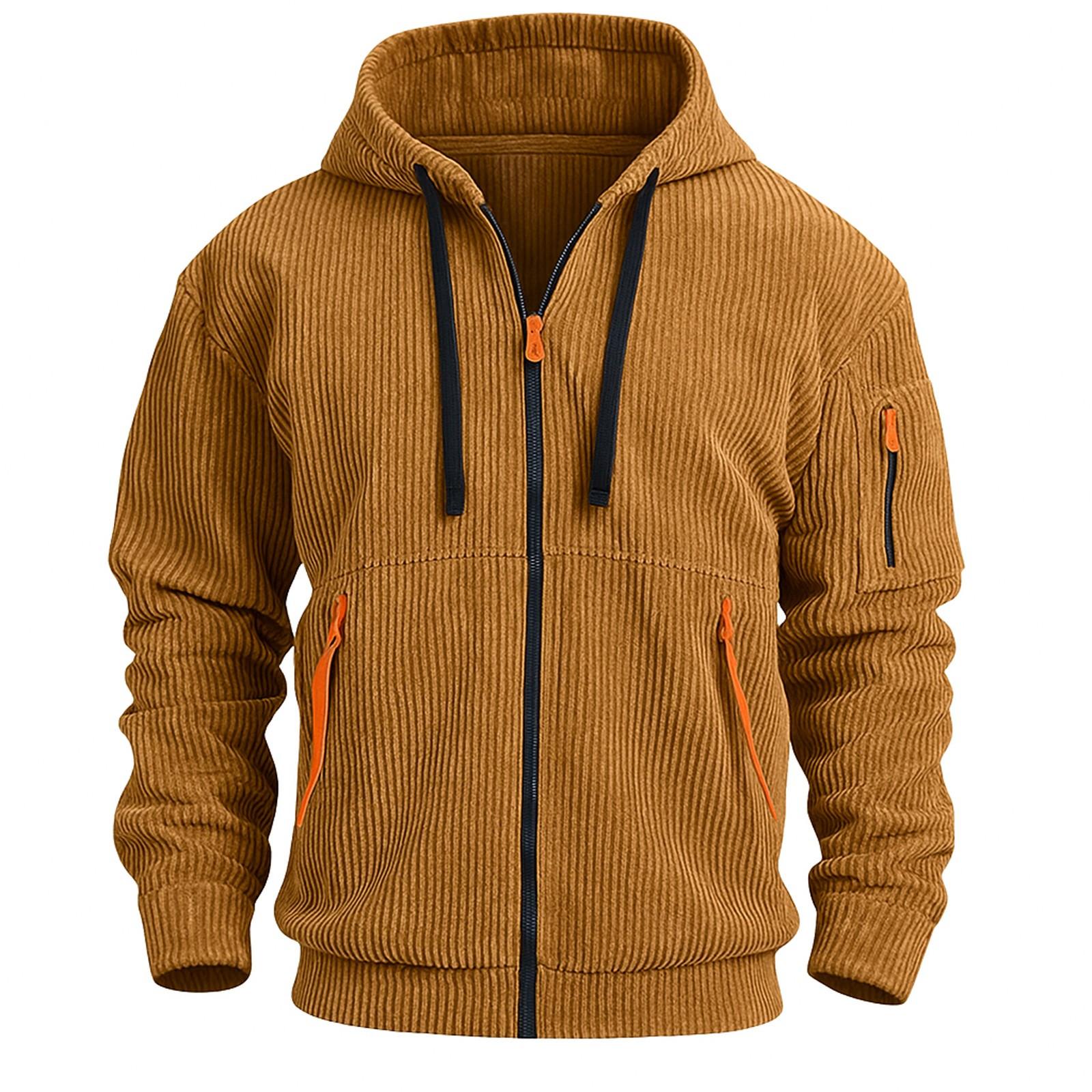 

Весна и Осень Мужская Повседневная Верхняя одежда для улицы Свитеры Худи Топы Пальто с воротником-стойкой и длинными рукавами S коричневый