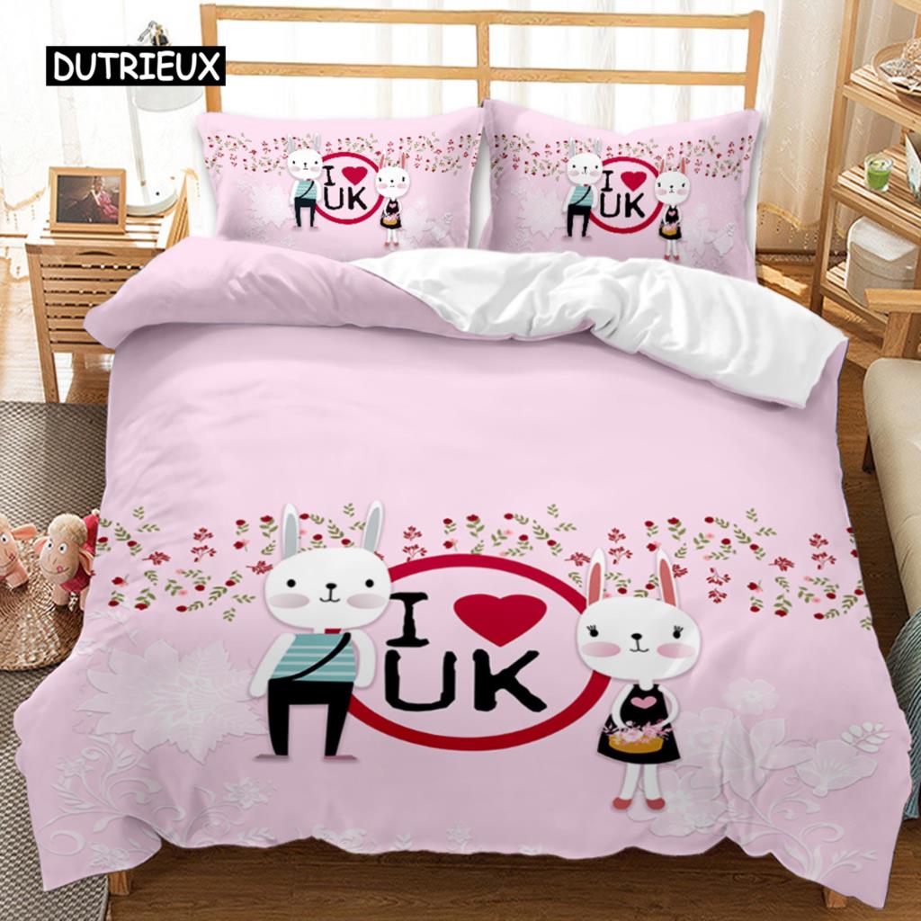 British Style Duvet Cover Set Cartoon Small Fresh I Love Paris Bedding Set for Kid Teen Polyester Paris Street Scene Quilt Cover