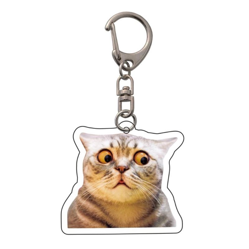 Breloc acrilic cu expresie cu cap de pisică drăguț Desene animate distractive pentru chei și genți, potrivite pentru diverse ocazii