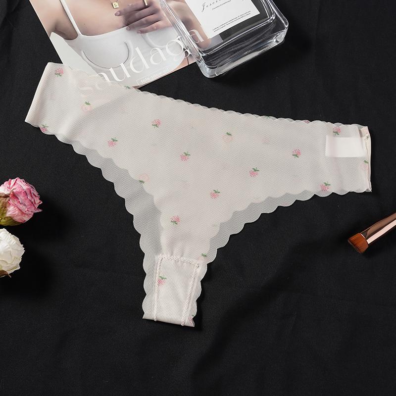 

Бесшовные трусики Ice Silk Mask для женщин, сексуальные персиковые трусики с эффектом клубники и бедрами, быстросохнущие, телесного цвета, женские стринги L бежевый