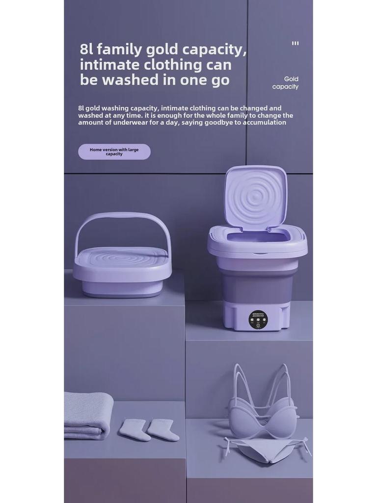 Compact Folding Washing Machine for Dorms & Baby Clothes