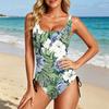 Customized Womens Swimsuit Personalized Photo Printing Bathing Suit Drawstring Side Custom Face Swimwear