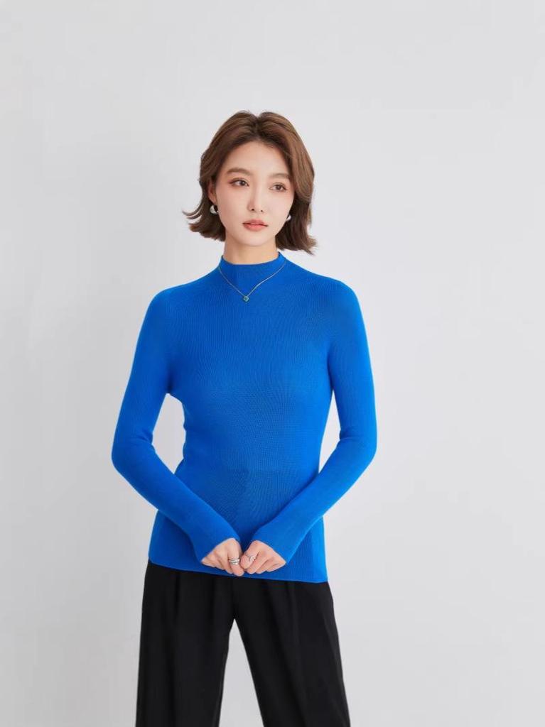 Yangtze Yarn Women's Slim Fit Half-High Neck Wool Sweater - Spring/Autumn Style Pullover