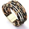 Vintage Leopard Print Leather Open Bangle: Elegant Multi-Layer Bracelet for Women’s Fashion