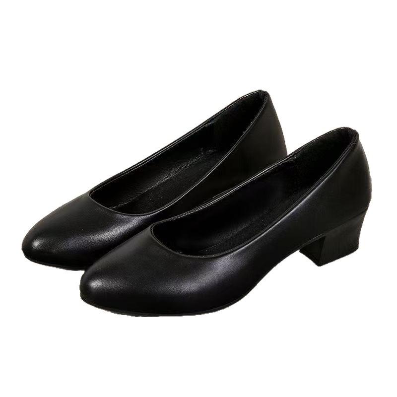 Stewardess work shoes women's black high-heeled soft-soled comfortable work leather shoes civil servant interview professional single shoes