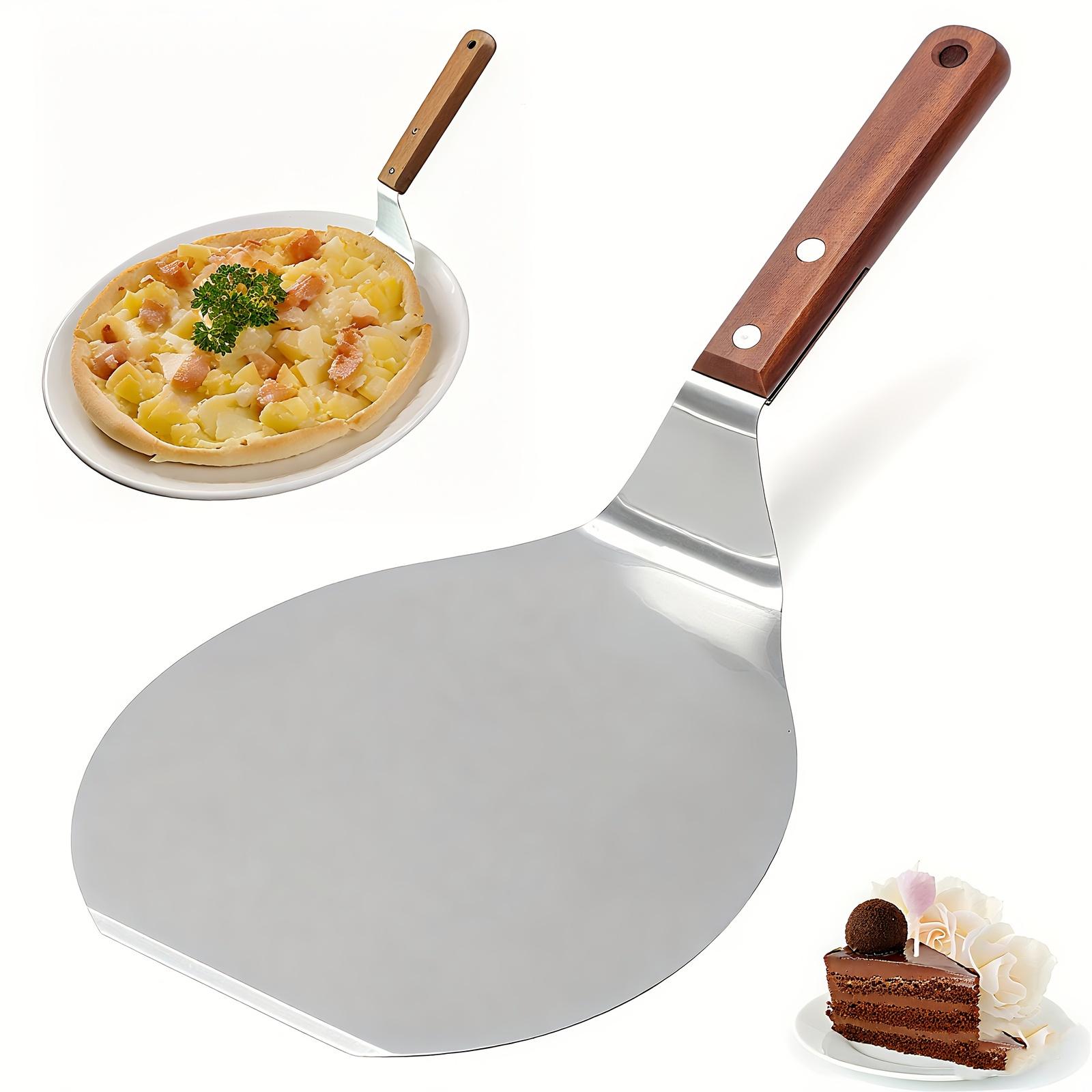 

Stainless Steel Round Pizza Peel with Wooden Handle Durable Flat Surface for Easy Pizza Transfer and Serving Suitable for Home and Commercial Use One Size серебряный