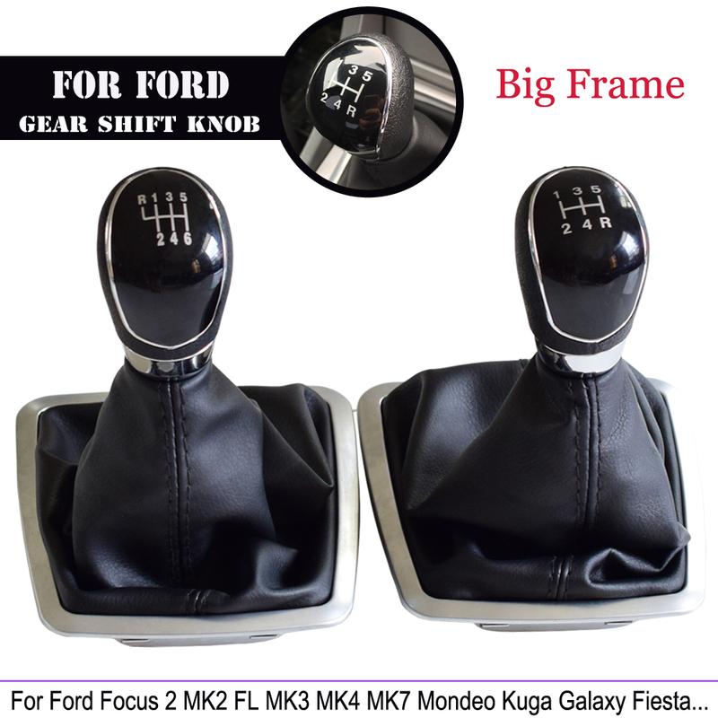 Gear Shifter Knob Lever Manual 5 6 Speed For Ford Focus 2 MK2 FL C-MAX 2006-2011MK3 MK4 MK7 Galaxy With Leather Dustproof Cover