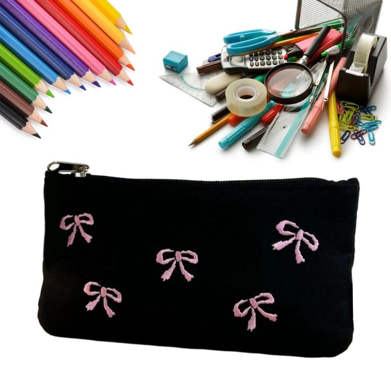 Fashionable Ballet Embroidery Pencil Bag, Multilayered Organizers Portable for Students and Professional Daily Use