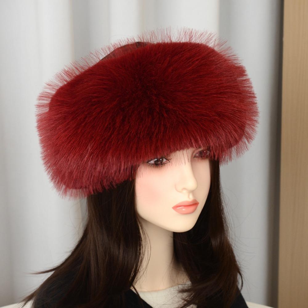 Coldproof Plush Faux Fur Headband Soft Fluffy Elastic Hair Bands Lady Warm Empty Hat  Skiing