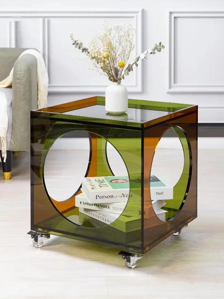 Creative Acrylic Sofa, Side Table, Small Corner Table, Movable Small Coffee Table, Storage, Storage, Small Side Table