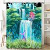 Colorful Mermaid Shower Curtain Waterfall Bathroom Decor with Tropical Plants