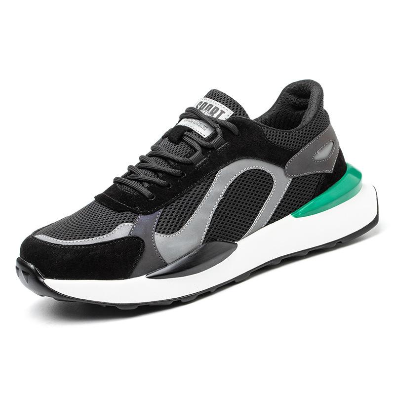 

Men s smash-proof and stab-proof steel Baotou construction site work breathable, deodorant, lightweight and safe summer Black White [319]; 46