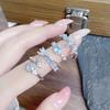 [Ice Crystal Butterfly Shadow] Sea Blue Zircon Exquisite Butterfly Opening Ring Light Luxury Niche Super Immortal Stacked Ring Woman