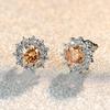 Accessories, White Gold Round Diamond Sunflower Stud Earrings Ol Earrings