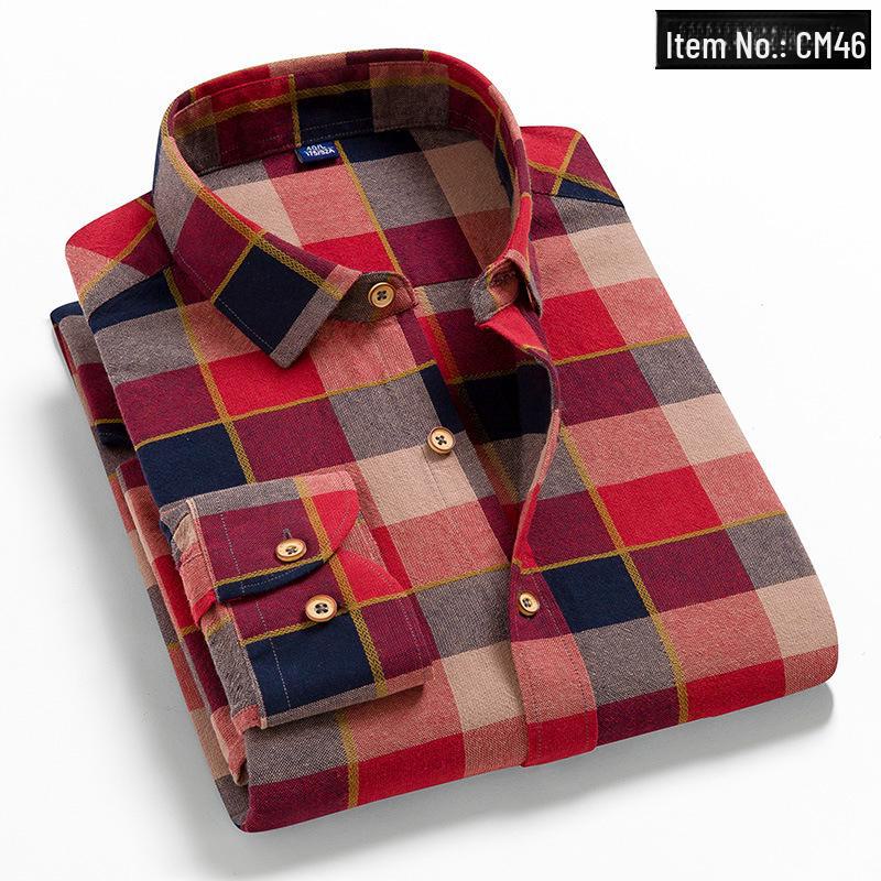 Men's Trendy Plaid Shirt: Long-Sleeved, Loose, Brushed Casual Jacket for Spring, Summer, and Autumn