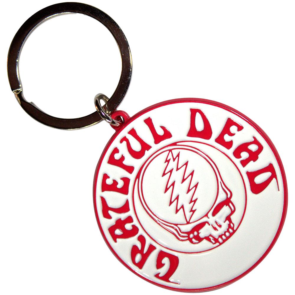Llavero  Roba tu cara  de Grateful Dead 45mm rojo/blanco