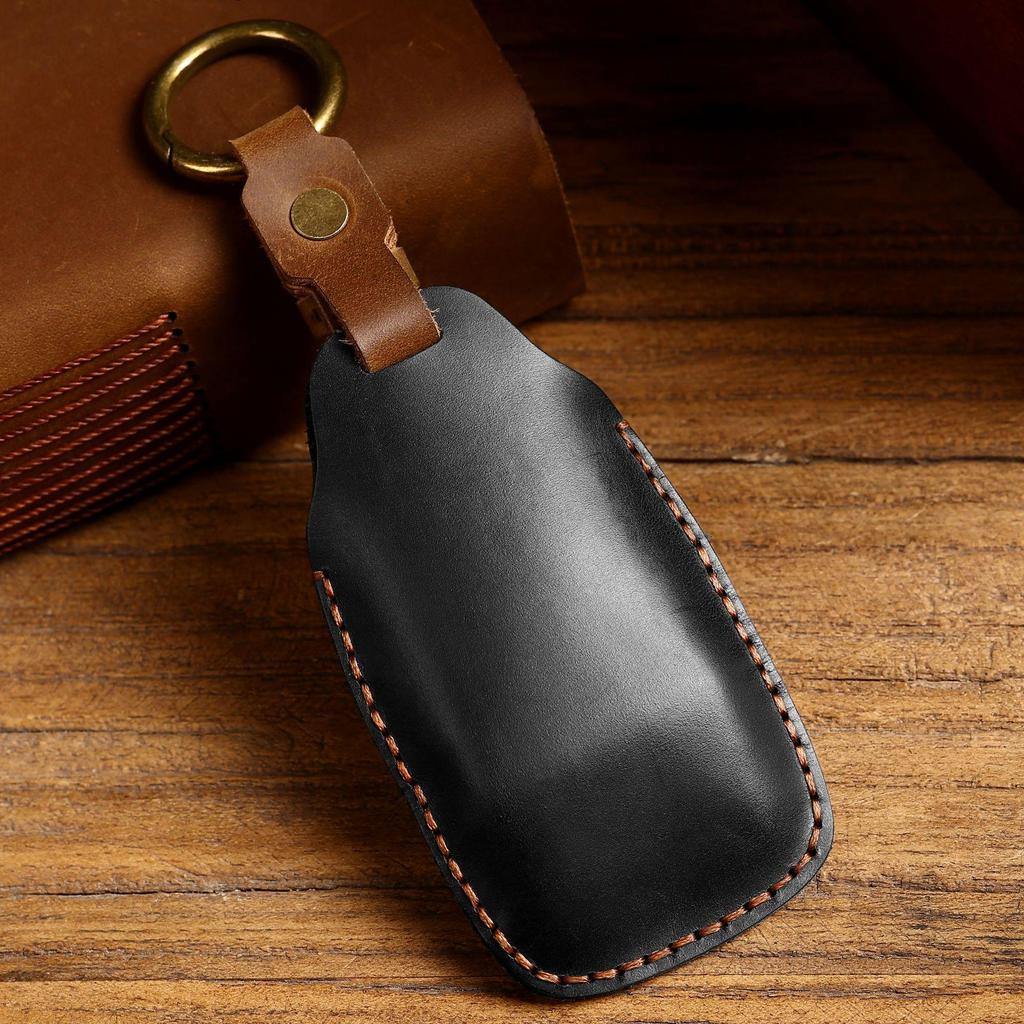 Genuine Leather Car Key Cover for Geely Models - Handmade Protection.