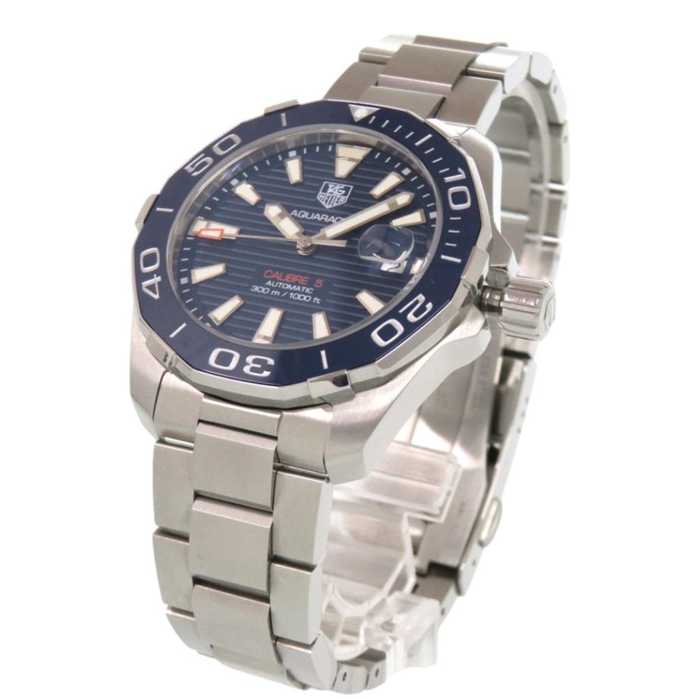 Used AUTHENTIC TAG HEUER WAY211C Aqua Racer Caliber 5 Blue SS Automatic Wristwatch