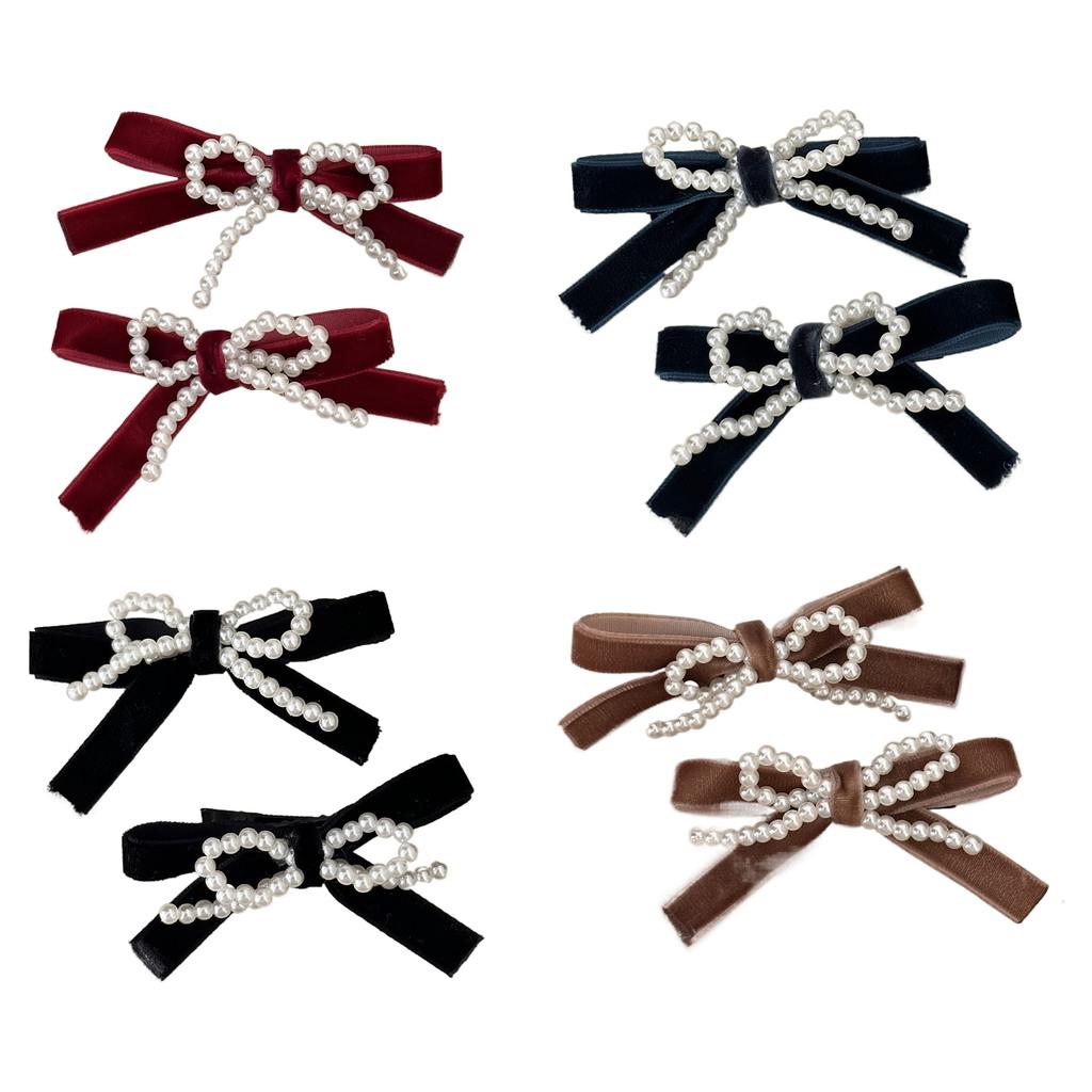 Sweet Ballet Velvet Bowknot Hair Clip Lazy Hairpin Duckbill Hairclips Barrettes for Women Side Bangs Hair Styling Tool