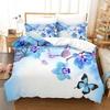 Butterfly Duvet Cover King/Queen Size,Beautiful Blue Shiny Butterflies Print Soft Bedding Set for Kids Teens Girls,2 Pillowcases