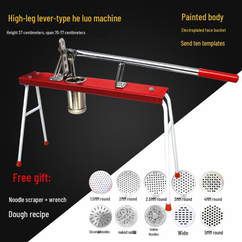 Manual Noodle Press Machine for Homemade Lo Mein with Hand Lever & Large Cross Wheat Taibao Roller.