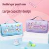 Creative Double-Layer Large Capacity Handheld Pencil Case for Girls - Cute and Simple Design for Primary School Students