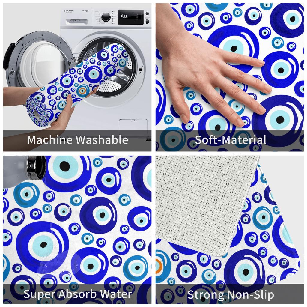 Turkish Amulet Mediterranean Evil Eye Doormat Non-Slip Bathroom Kitchen Mat Toilet Door Floor Entrance Carpet Rug