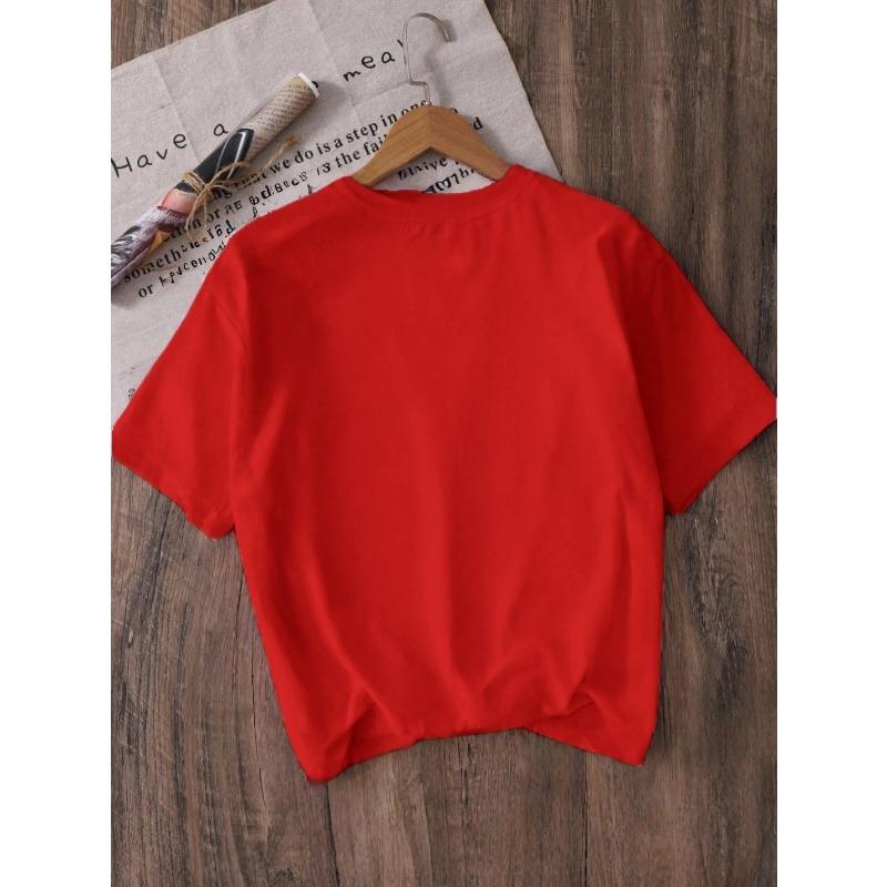 Kids Cartoon Black Cat Eating Instant Noodles Graphic Crewneck Short Sleeve T-Shirt